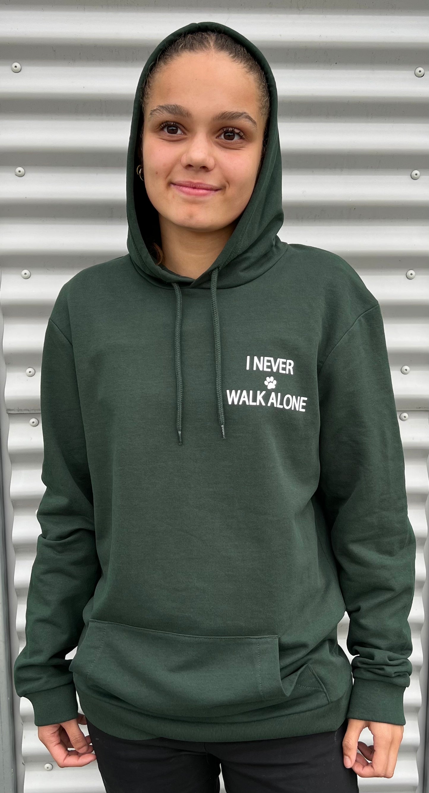 Hoodie dyb grøn.
