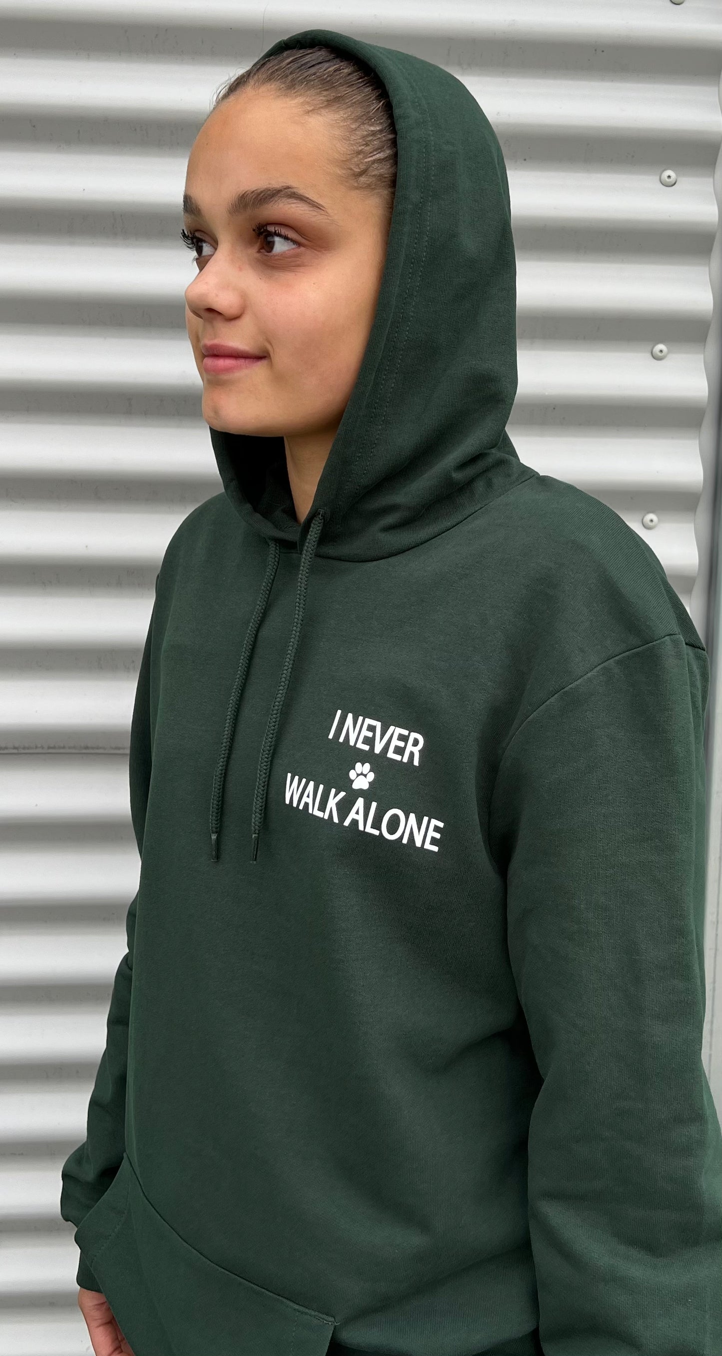 Hoodie dyb grøn.