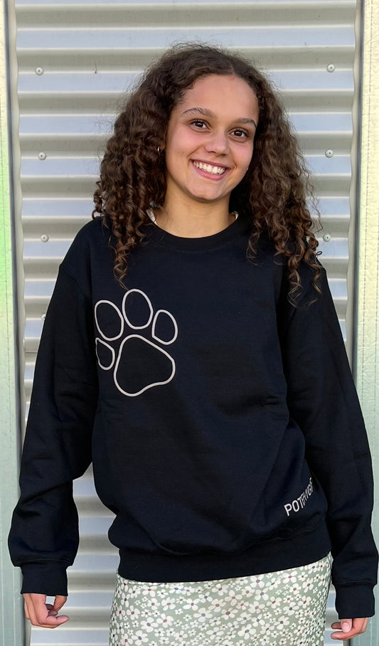 Sort Sweatshirt med poteprint