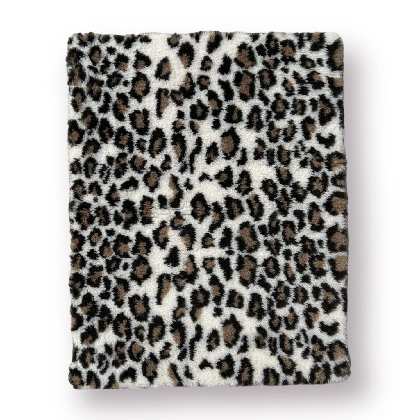 Vetbed: Leopardprint, creme bund.